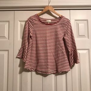 Anthropologie Deletta Striped Top Bell Sleeves